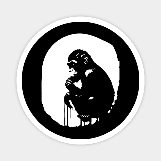 monkey thinking Magnet by lkn